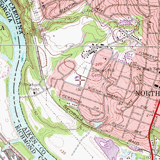 Topographic Map of Lions Park, SC
