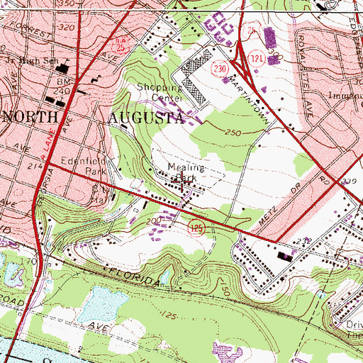 Topographic Map of Mealing Heights, SC