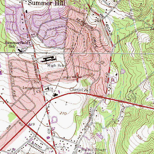 Topographic Map of Summerfields, SC