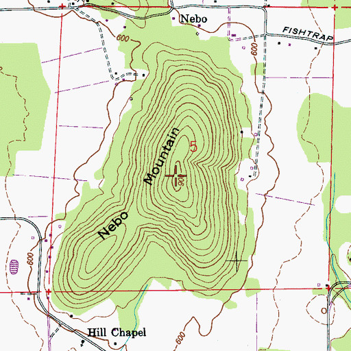 Topographic Map of Nebo Mountain, AL