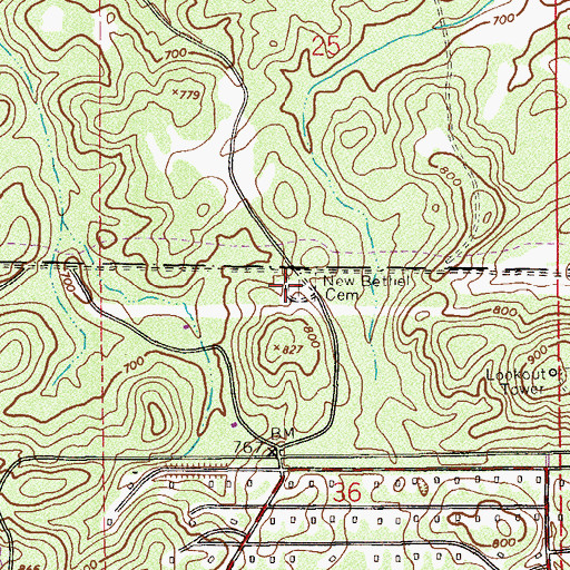 Topographic Map of New Bethel Cemetery, AL