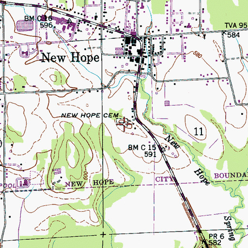 Topographic Map of New Hope Cemetery, AL