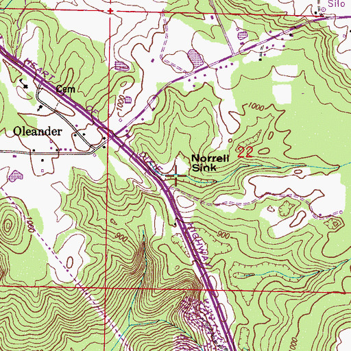 Topographic Map of Norrell Sink, AL