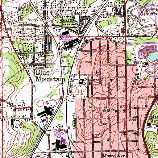 Topographic Map of Norwood Elementary School, AL