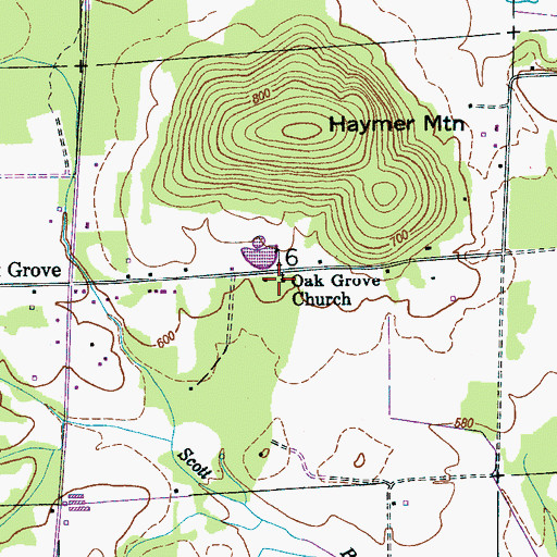 Topographic Map of Oak Grove Church, AL