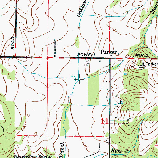 Topographic Map of Oakland Spring Branch, AL