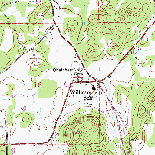 Topographic Map of Ohatchee Number 2 Cemetery, AL