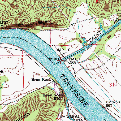 Topographic Map of Paint Rock River, AL