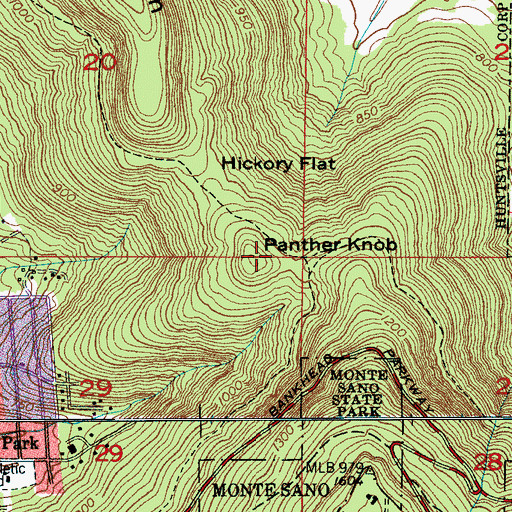Topographic Map of Panther Knob, AL