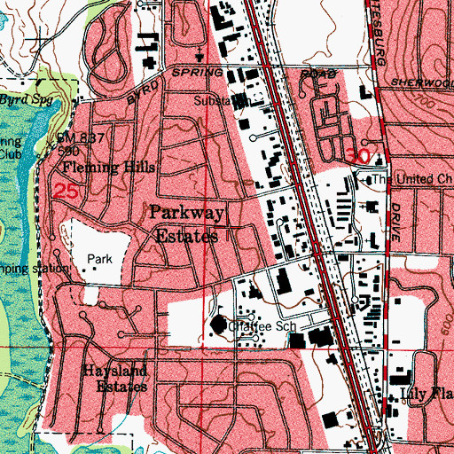 Topographic Map of Parkway Estates, AL