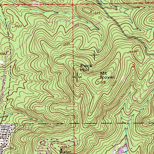 Topographic Map of Peck Hill, AL
