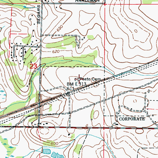 Topographic Map of Peete Cemetery, AL