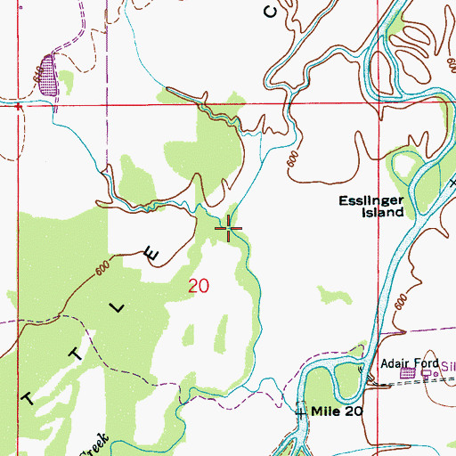 Topographic Map of Peevey Creek, AL