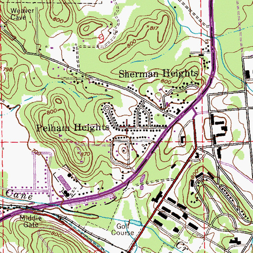 Topographic Map of Pelham Heights, AL