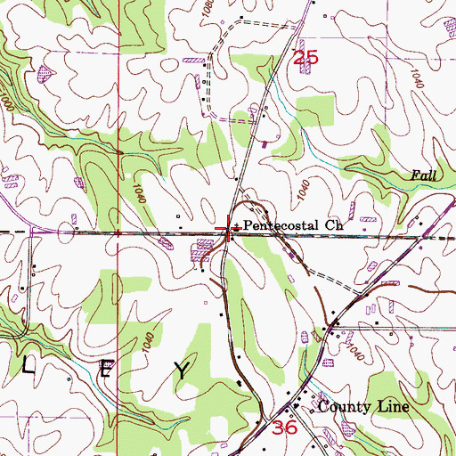Topographic Map of Pentecostal Church, AL