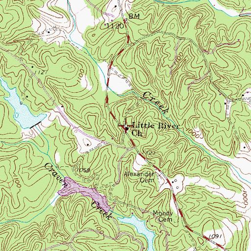 Topographic Map of Little River Baptist Church, SC