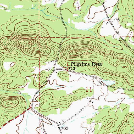 Topographic Map of Pilgrims Rest Church, AL