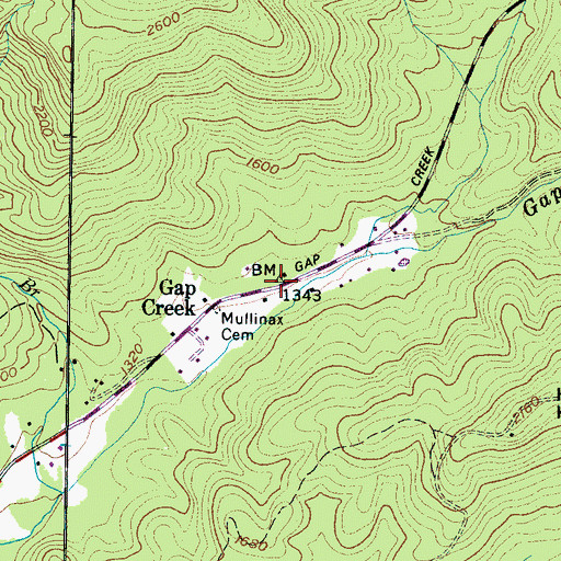 Topographic Map of Gap Creek, SC