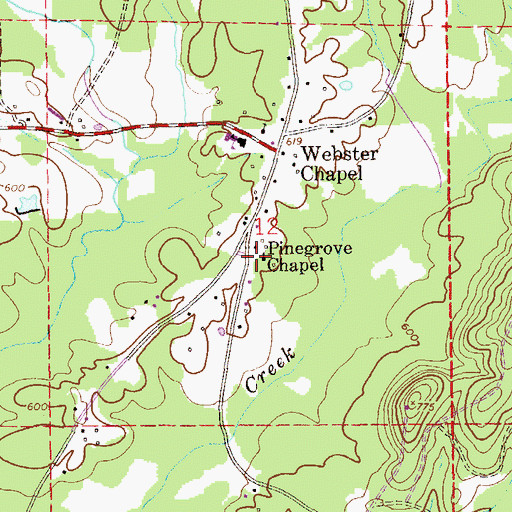 Topographic Map of Pinegrove Chapel, AL