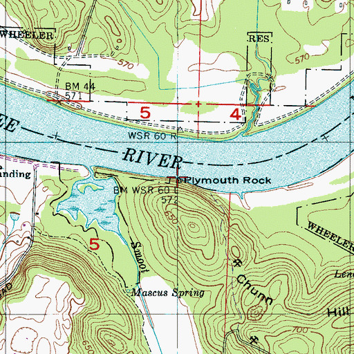 Topographic Map of Plymouth Rock, AL