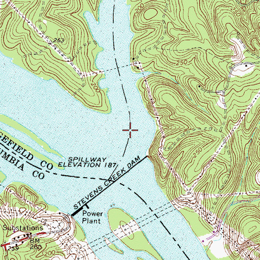 Topographic Map of Stevens Creek, SC