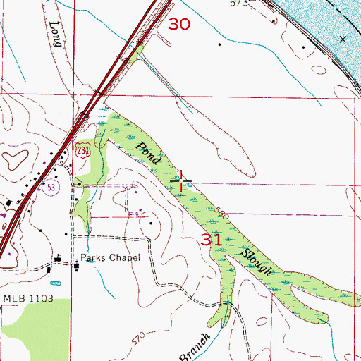 Topographic Map of Pond Slough, AL