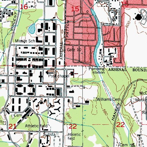 Topographic Map of Post Chapel, AL
