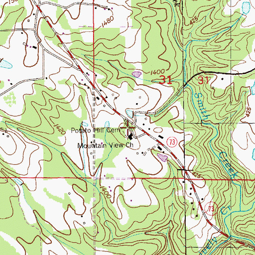 Topographic Map of Potato Hill Cemetery, AL
