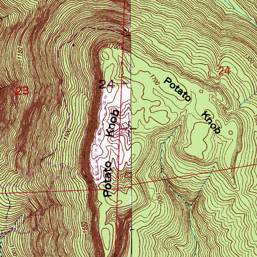 Topographic Map of Potato Knob, AL