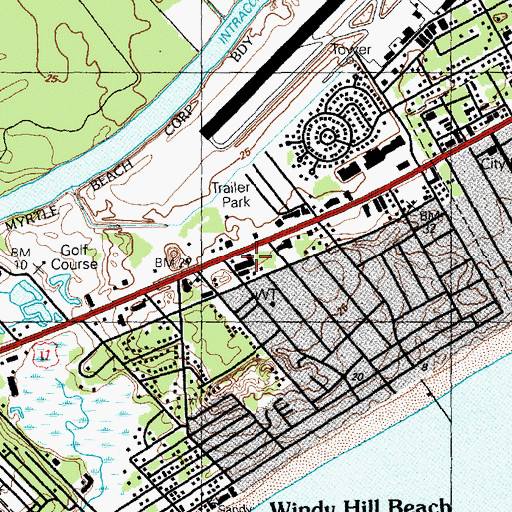 Topographic Map of Coastal Post Office, SC