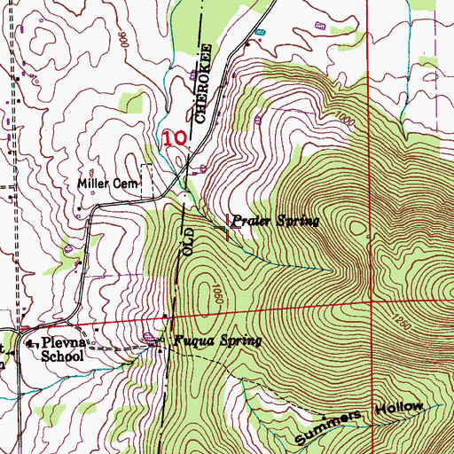Topographic Map of Prater Spring, AL