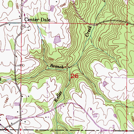 Topographic Map of Pruitt Branch, AL