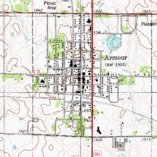 Topographic Map of Armour, SD