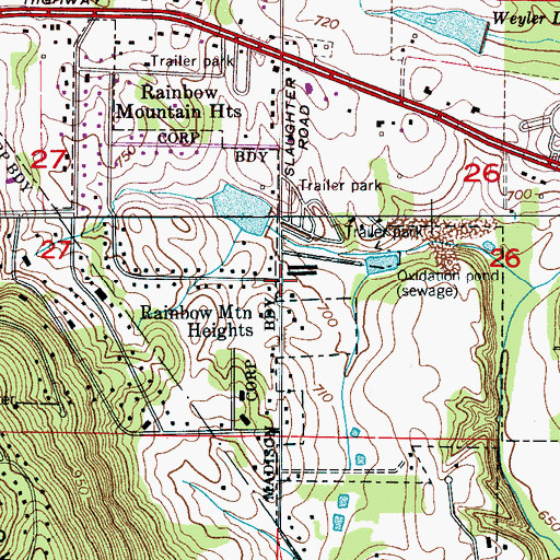 Topographic Map of Rainbow Mountain Heights, AL