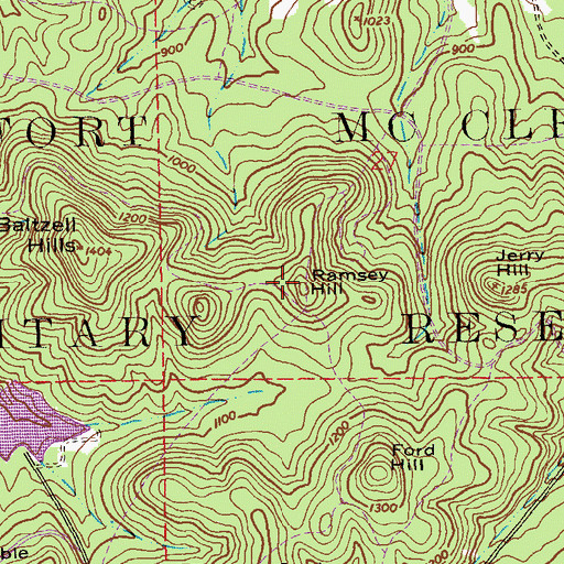 Topographic Map of Ramsey Hill, AL