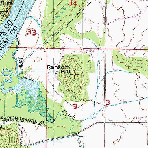 Topographic Map of Ransom Hill, AL
