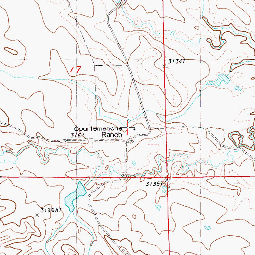 Topographic Map of Courtemanche Ranch, SD