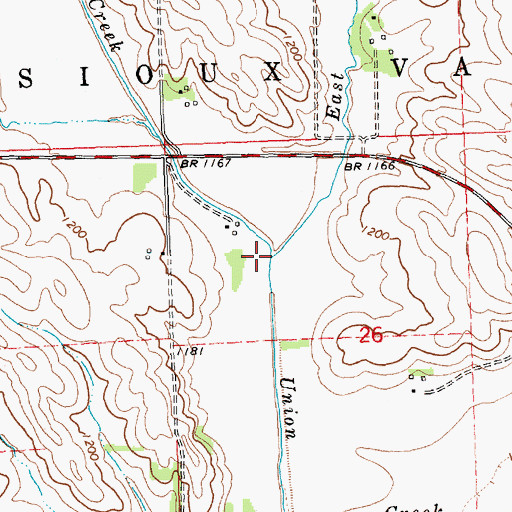 Topographic Map of East Union Creek, SD