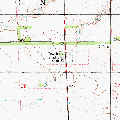 Topographic Map of Emsley Cemetery, SD