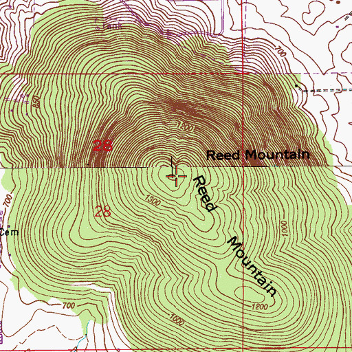 Topographic Map of Reed Mountain, AL