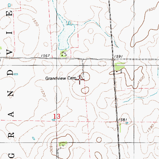 Topographic Map of Grandview Cemetery, SD