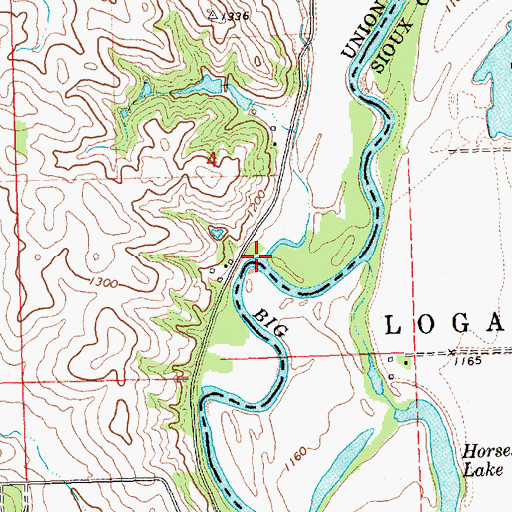 Topographic Map of Green Creek, SD