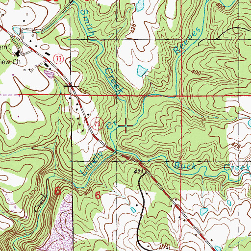 Topographic Map of Reeves Creek, AL