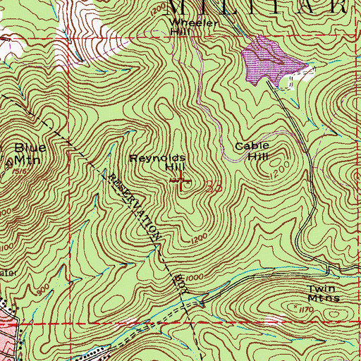 Topographic Map of Reynolds Hill, AL