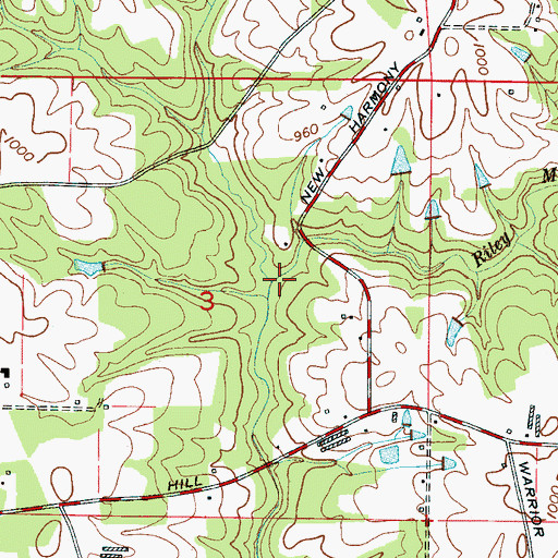 Topographic Map of Riley Maze Creek, AL