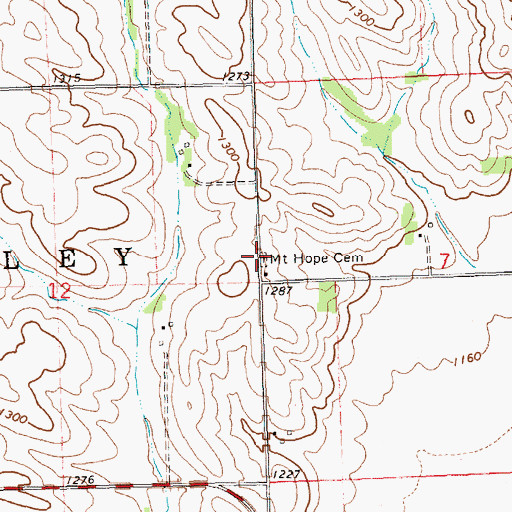 Topographic Map of Mount Hope Cemetery, SD