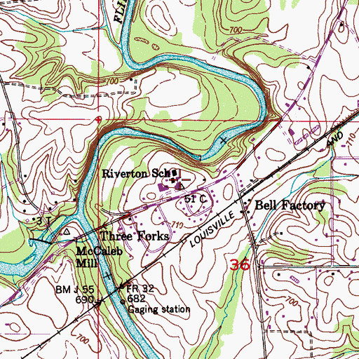 Topographic Map of Riverton Junior High School, AL