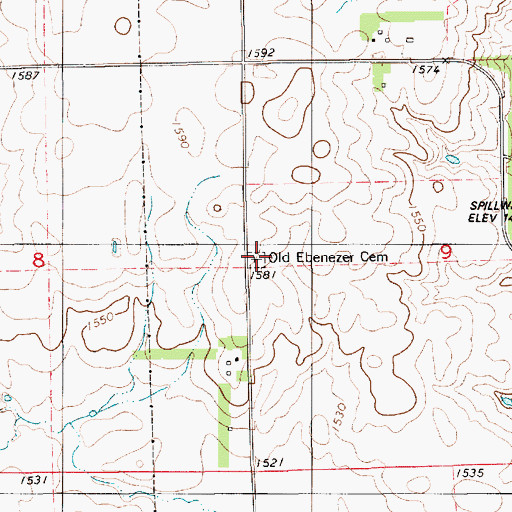 Topographic Map of Old Ebenezer Cemetery, SD