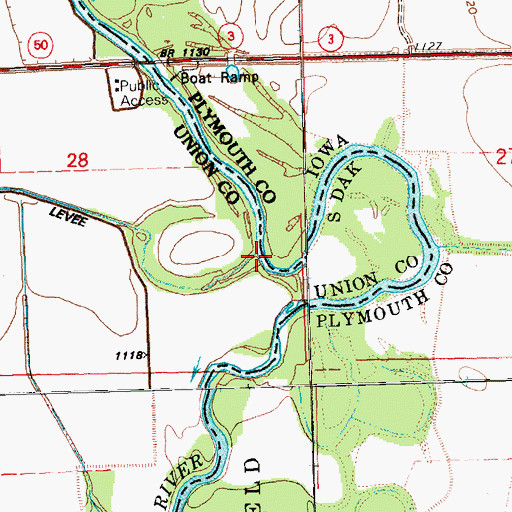 Topographic Map of Richland Creek, SD