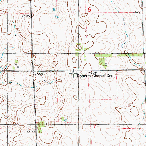 Topographic Map of Roberts Chapel Cemetery, SD